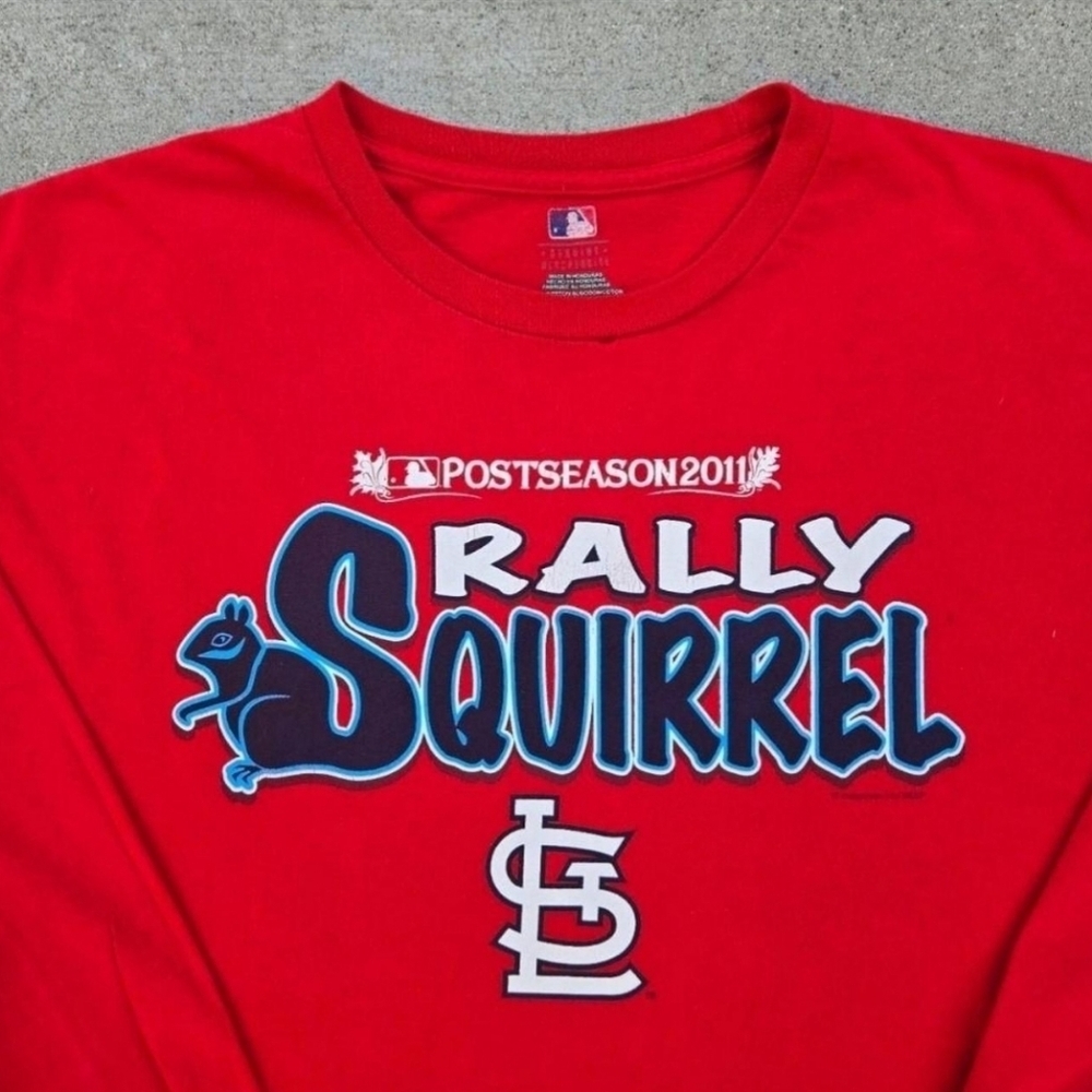 St louis Cardinals Mens Size 2XL 2011 Rally Squirrel Longsleve t-shirt